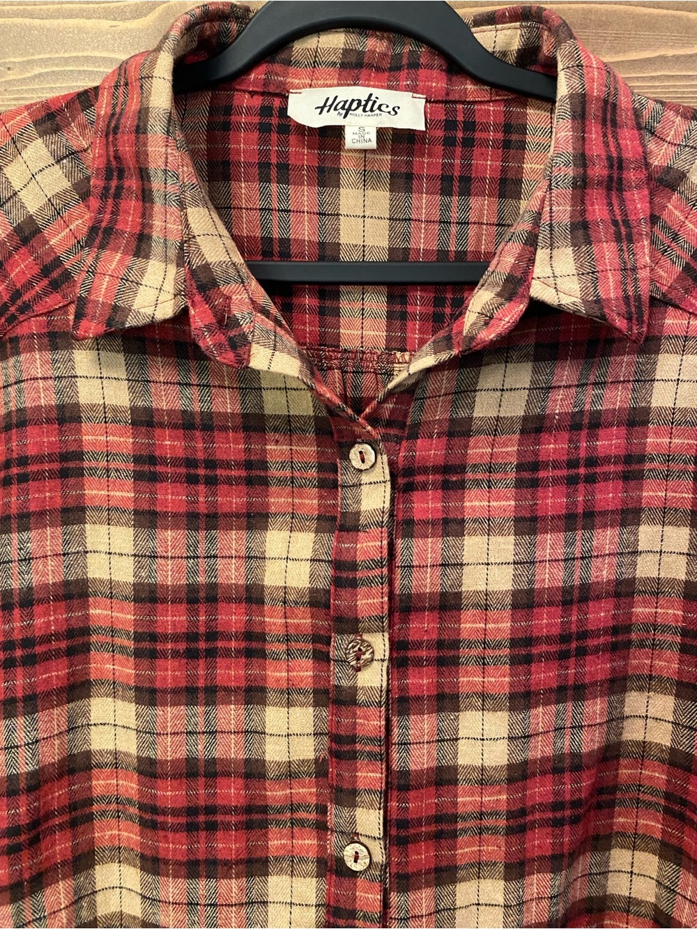 Haptics Holly Harper Plaid Handkerchief Distressed Hem Tunic Top S Flannel NWOT - Picture 3 of 11